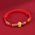 Hand-woven red rope bracelet with golden snake charm for the Year of the Snake zodiac - Lucky Snake Red Cord