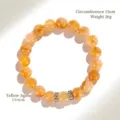 Elegante pulsera de cuentas de cuarzo rutilado amarillo de 10 mm para mujer en dorado - Cuarzo Hematoide Amarillo / 10mm