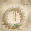 Premium 925 silver beaded bracelet with firework crystal and green prehnite for women - 10mm Bead Diameter (15cm Wrist) / White Super Seven Prehnite Bracelet
