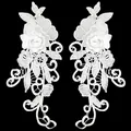 Detailed view of white 3D water-soluble floral lace appliques for DIY apparel decoration - White