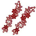 Détail des patchs de broderie florale en dentelle rouge 3D hydrosoluble pour vêtements. - Bordeaux