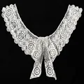 Macro view of white water-soluble lace collar featuring detailed floral embroidery - Style 12 / White