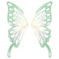 Detailed view of light green lace embroidered butterfly appliqué for DIY clothing. - Green Rice / 1 Pair Pack