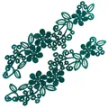 Vue détaillée de patchs de broderie florale en dentelle symétrique vert foncé pour vêtements. - Vert Foncé