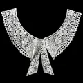 Elegant white lace bow collar accessory with intricate milk silk embroidery detail - Style 11 / White