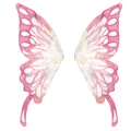 Detailed macro view of pink and yellow gradient butterfly embroidery lace appliques - Rose Rice / 1 Pair Pack