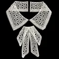 Detail of white water-soluble lace collar set with intricate hollowed patterns - Style 8 / White