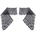 Macro view of black water-soluble hollow embroidery lace collar showing intricate floral patterns - Black