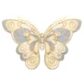 Large intricate gold and silver butterfly embroidered lace collar patch for DIY sewing crafts - Light Gray