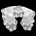 Close-up of white organza embroidered lace collar with sequins and swirl patterns - White