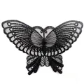 Detailed view of a black embroidered butterfly lace patch with intricate organza patterns. - Style 522 / Black