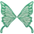Detailansicht eines grünen Schmetterlings-Spitzen-Stickpatches mit Netzstruktur. - Grün