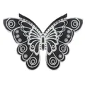 Detail showing intricate black and white butterfly water-soluble lace embroidery - Black and White