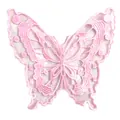Detailed view of a pink embroidered butterfly patch made of delicate organza lace - Style 523 / Pink