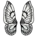 Detailed macro view of black and white butterfly wing embroidery lace patches for clothing - Symmetrical Butterfly Wings Shape / Black and White