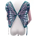 Detail of large dark teal butterfly wing lace embroidery patch on a white mannequin back - Dark Green