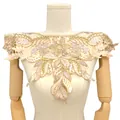 Eleganter bestickter Blumen-Spitzenkragen Applikation in Rosa und Gold - Orangenviolett
