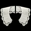 Detail of white embroidered lace organza collar with scalloped edges for children clothes - 1 Pair/Pack