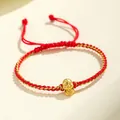 Bracelet tressé rouge fait main avec pendentif serpent doré pour l'année du serpent - Style Serpent Unique