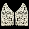 Detailed view of exquisite milk silk embroidery lace patches with butterfly flower design - White