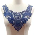 Applique de col en dentelle hydrosoluble bleu marine complexe pour la décoration de vêtements - Bleu foncé