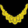 Detailed view of a vibrant yellow water-soluble embroidered lace fake collar - Yellow