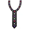 Close-up detail showing the intricate colorful diamond embroidery on black lace tie-shaped collar patch. - Style 3# Black Multicolor