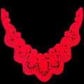 Close-up of vibrant red milk silk water-soluble embroidered lace collar applique - Red