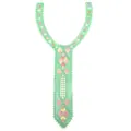 Detailed view of mint green embroidered lace fake collar with floral tie-shape pattern - 6#