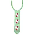 Macro view of mint green lace collar with burgundy and white floral embroidery details - 8#