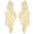 Detailansicht symmetrischer Spitzen-Engelsflügel-Stickpatches für die Kleidungsdekoration - Beige