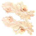 Detailed view of peach 3D water-soluble embroidered lace floral patches for clothing DIY - One Pair (2 Pieces) / Blush
