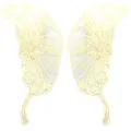 Detailed macro view of symmetrical beige lace butterfly appliques for DIY sewing crafts - 5# / Beige