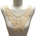 Detail of a cream butterfly lace embroidered fake collar displayed on a mannequin. - Beige
