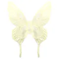 Detailed macro shot of a beige lace butterfly embroidery patch with fine mesh texture - 4# / Beige
