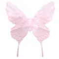 Detailed close-up view of pink lace embroidered butterfly patch applique for DIY - 4# / Pink