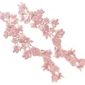 Paar staubrosa symmetrische Blumen-Stickerei-Spitzenbesatz für die DIY-Kleiderdekoration - Ein Paar / Rosenrosa