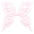Detailed view of pink lace mesh embroidered butterfly patches with symmetrical design - 3# / Pink