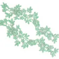 Paar mintgrüne bestickte Spitzen-Blumenapplikationen für DIY-Kleidung und Dekorationen - Ein Paar / Seegrün