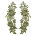 Toppe floreali ricamate in pizzo verde salvia simmetriche con design traforato - Patch Simmetrica / Verde oliva