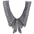 Dark grey embroidered lace fake collar with bow detail for garment decoration - Style 4 / Black