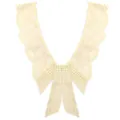 Detailed close-up of cream butterfly lace collar with water-soluble embroidery texture - Style 5 / Beige