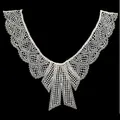 Exquisite white water-soluble lace collar featuring an intricate bow design and pattern. - Style 5 / White