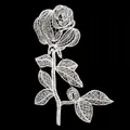 Detailed view of delicate white fishline embroidered lace rose patch with hollow design - Rose / White