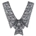 Detailed macro view of an intricate grey floral lace decorative collar accessory - Style 6 / Black