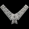Detail of white water-soluble lace floral collar with intricate embroidery on black background - Style 6 / White