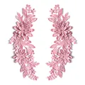 Applicazioni floreali in pizzo ricamato rosa simmetrico - Patch Simmetrica / Rosa intenso