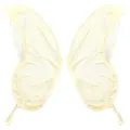 Detailed view of symmetrical lace butterfly embroidery patches on mesh base. - Size 8 / Beige