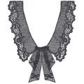 Detailed view of the dark grey water-soluble lace bowknot fake collar embroidery - Style 7 / Black