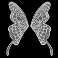 Detail view of white lace butterfly embroidery patches for DIY sewing and wedding crafts - 12# / White